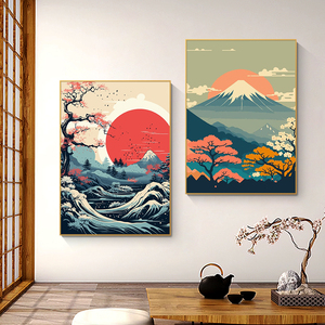 Arte de Pared para Sala de Estar, Lienzo con Diseño de Flor de Cerezo y Monte Fuji de Japón, Decoración para el Hogar, Impresión en Lienzo - Product Image 2
