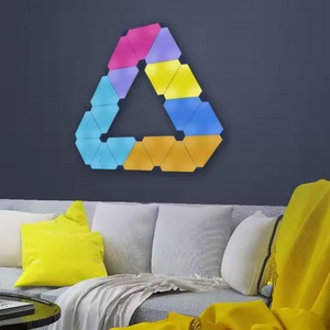 Smart <b>Control</b> ABS Minimalist White RGB Wall <b>Light</b> Set 6pcs Triangle Panel LED <b>Lights</b> App Voice Sync Dimmable Apartment Surface - Product Image 3