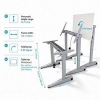 Support de bureau mobile en métal ergonomique à hauteur réglable avec base mobile pour l'école, le bureau et les conférences