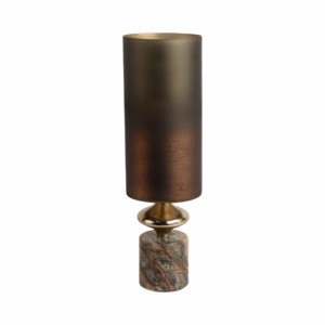 Vaso cilindrico in vetro con base in marmo e metallo per l'arredamento del soggiorno, accessorio moderno da tavolo per la casa - Product Image 4
