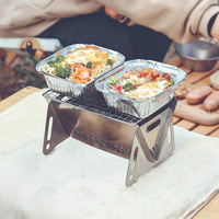 Barbecue portable en acier inoxydable, mini, léger, détachable, au charbon de bois, pour camping, pliable, avec flamme régulatrice