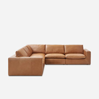 Ensemble de canapés modulaires sectionnels en forme de L, mousse haute densité, dossier sans accoudoirs, mobilier de salon, cuir véritable