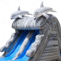 Toboggan aquatique gonflable gris de 12 pieds pour les fêtes au bord de la piscine et les jeux aquatiques