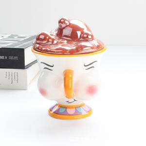 Ensemble théière et tasse La Belle et la Bête Madame Potts et Chip, design dessin animé plaqué or, en céramique et porcelaine, pour café, lait, usage festif, 401-500ml, cadeau - Product Image 4