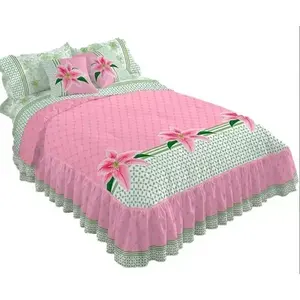 Edredón doble Dalila con volantes y estampado floral, colcha de poliéster para uso doméstico - Product Image 6