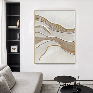 <span class=keywords><strong>Peinture</strong></span> d'art abstraite Wabi Sabi, texture crème ondulée, minimaliste, écologique, acrylique à corps épais, faite à <span class=keywords><strong>la</strong></span> main, cadre en bois massif/aluminium - Product Image 3