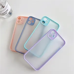 Funda de silicona para teléfono móvil, protector de color Macaron, para niñas, serie iPhone