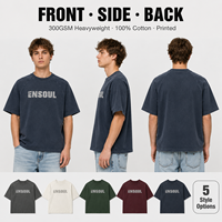 T-shirt personnalisé pour homme, manches courtes raglan, coton lourd 300 GSM, coupe ample, col rond, logo imprimé, fabrication en gros