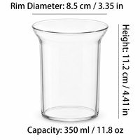 Tasses en verre borosilicate de style japonais de 12 oz, à large bord transparent, conçues pour boire de l'eau, du jus, des mugs pour latte, matcha, soda, thé glacé, café