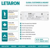 Controlador LED de 12/24 V CC para Tiras LED, Estándar Estadounidense de 120 V CA, Protección Contra Cortocircuitos, 12 V 24 V, Regulable por TRIAC, Clase UL 2, 40 W 60 W 90 W