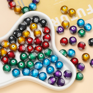 Acrylic Christmas Snowflake <b>Beads</b> 16mm Round Loose <b>Beads</b> For Jewelry Making DIY Handmade Accessories - Product Image 2
