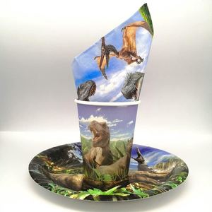 Juego de Vajilla Desechable con Temática de Dinosaurios para 24 Personas, Incluye Cuchillos, Cucharas y Tenedores de Plástico Modernos, Platos de Papel, Servilletas y Vasos - Product Image 2