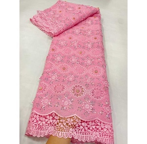 Vestido <span class=keywords><strong>de</strong></span> Mujer Africano Nigeriano con Lentejuelas Bordadas <span class=keywords><strong>de</strong></span> Alta Calidad, Encaje <span class=keywords><strong>de</strong></span> Guipur, Diseño Floral Ecológico, Última Moda - Product Image 1