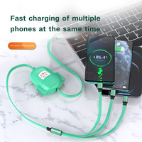 Kabel pengisi daya Multi ponsel, kabel pengisi daya Usb tipe-c dapat ditarik tiga dalam satu untuk Android IOS