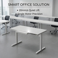 AOR Bureau debout électrique réglable moderne en aluminium avec crochet pour casque, porte-gobelet, gestion des câbles et tiroir, pour usage commercial et industriel