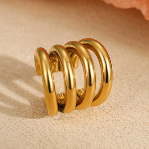 ต่างหูแบบหนีบรูปตัว C สไตล์มินิมอล ไม่ต้องเจาะหูและกระดูกหู สแตนเลสสตีลทันสมัยหลายชั้น - Product Image 3