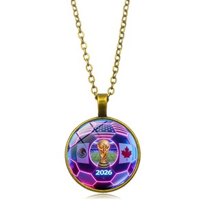 Collier pendentif punk en alliage <span class=keywords><strong>Coupe</strong></span> <span class=keywords><strong>du</strong></span> <span class=keywords><strong>Monde</strong></span> de Football 2026 Amérique Canada et Mexique, accessoires unisexe pour fans, chaîne de pull - Product Image 5