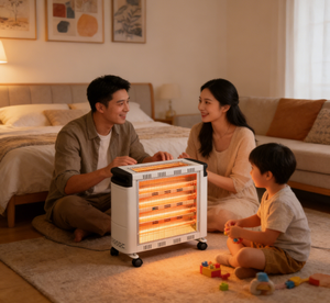 QHW-2400 Radiateur au quartz métallique autoportant 1000W à chauffage rapide, thermostat réglable, 6 modes d'éclairage, protection anti-renversement et anti-surchauffe - Product Image 2