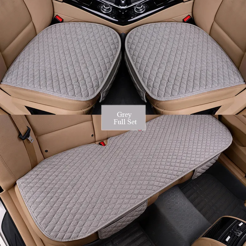 Universal Ramie Cotton Car Seat Bottom Covers Front Driver Seat Pad Mat and Rear Bench Style Protector for Auto