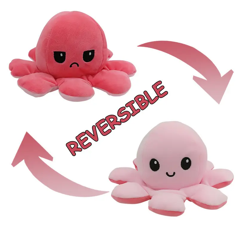 New arrival reversible stuffed octopus animal doll Reversible Plush Toy Pillow Gift Wholesale