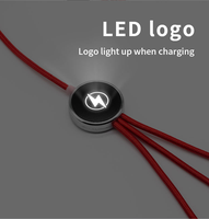 Kabel Pengisi Daya USB Logo LED 3 in 1 Produk Baru Terlaris 2026 Aksesoris Ponsel Grosir Hadiah untuk Promosi