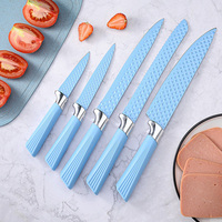 Ensemble de couteaux de cuisine à revêtement antiadhésif coloré de 6 pièces en gros d'usine avec support en acrylique détachable