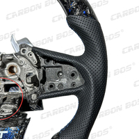 Volant en cuir personnalisé en fibre de carbone forgée bleue avec logo GT LED, adapté à Renault Megane RS/3/4