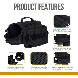 Arnés táctico de nailon para perros de fábrica con bolsillos laterales, mochila para perros de viaje al aire libre, bolsa de sillín, senderismo, <span class=keywords><strong>Camping</strong></span>, paquete de chaleco para perros - Product Image 3