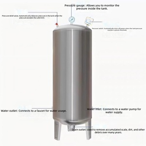 Réservoir d'eau vertical sous pression en acier inoxydable SUS304, avec manomètre, soupape de décharge et système de surpression, garantie 1 an - Product Image 6