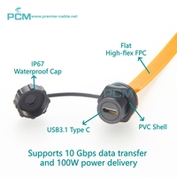 Kabel ekstensi dudukan Panel FPC Tipe C IP67 USB3.1 USB-C tahan air kabel pemanjang laki-laki ke Perempuan untuk penutup kabinet 10Gbps 100W PD