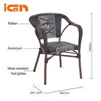 Vente en gros Fauteuil en rotin aluminium Mobilier café Restaurant Jardin Chaises de patio en osier