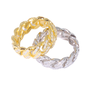 แหวนเงินแท้ 925 สไตล์ฮิปฮอปแบบ Cuban Link ผ่านการทดสอบเพชร 100% พร้อมเพชร VVS Moissanite รับรองโดยบุคคลที่สาม สำหรับผู้ชาย - Product Image 1