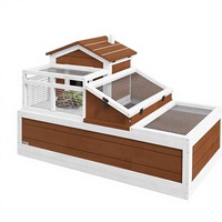 Enclos écologique pour tortues à 3 pièces avec toit ouvrable, échelle et plateau, facile à nettoyer, 2 étages, en bois, pour intérieur/extérieur
