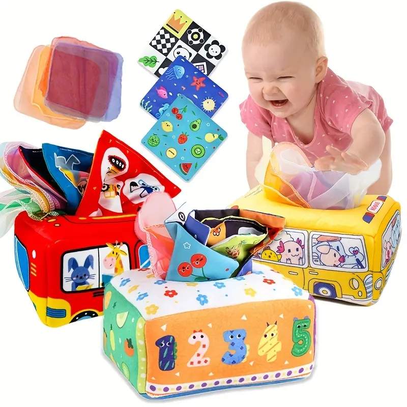 Boîte à mouchoirs pour bébé Jouet Montessori Éducatif Sensoriel Apprentissage Précoce Anti-déchirure Activité Jouet Infantile Tirer Boîte à mouchoirs Magique