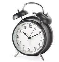 Réveil à cloche de 4 pouces Réveil de table analogique en métal avec cadran 3d avec fonction de rétroéclairage Horloge de table de bureau