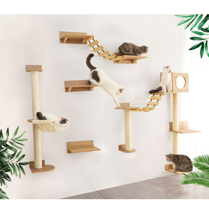 Petstar Amazon Hot Sell Cat Shelf Climbing Activity Center Wood Wall Mounted Tree Cat Climb Bridge