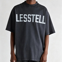 T-shirts graphiques délavés LTD-MT1086 pour hommes et femmes, impression personnalisée sur le devant, noirs, style streetwear, prêt à la vente, fournisseur de vêtements