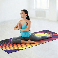 Serviette de yoga en microfibre gaufrée douce et écologique en polyester avec logo personnalisé, impression personnalisée, antidérapante