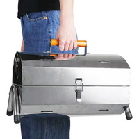 Barbecue portable pliable en acier au charbon de bois, émaillé, hauteur réglable, chariot, télécommande, pour 2-3 personnes, camping en plein air