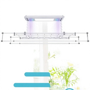 Séchoir à linge électrique Sunshine Home, 1000 mm, télescopique, en aluminium, télécommande, avec éclairage LED, montage au plafond - Product Image 1