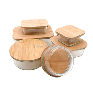 Boîte à bento <span class=keywords><strong>en</strong></span> verre pour aliments, bento carrée avec couvercle <span class=keywords><strong>en</strong></span> <span class=keywords><strong>bambou</strong></span> facile, 1 pièce - Product Image 5