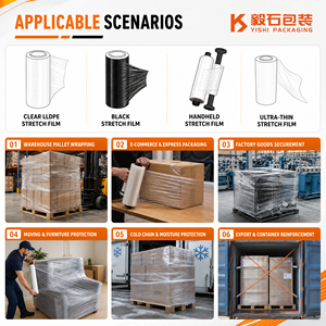Film étirable géant YISHI en LLDPE transparent, résistant à l'humidité et à la poussière, de qualité industrielle, pour l'emballage de palettes - Product Image 2