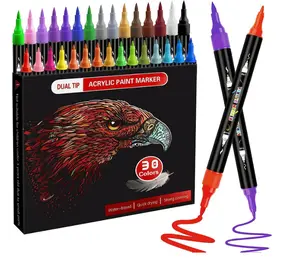 Bview Art Dubbele Tips 30/60 Kleuren Acryl Marker Pennen Milieuvriendelijke Acrylverf Marker Set