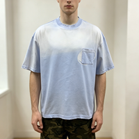 T-shirt Hip Hop pour Homme, en Coton, avec Poche Poitrine, Personnalisé, Délavé à l'Acide, Effet Vieilli, Style Vintage Rétro, Surdimensionné, Effet Délavé par le Soleil