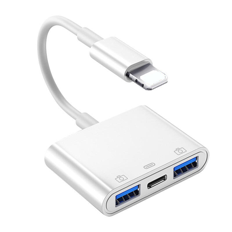 Apple vers double USB + câble de chargement adaptateur 3-en-1