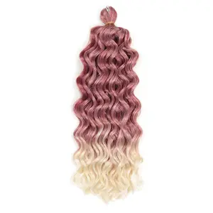 Jessica Ocean Water Wave Twist Crochet rambut Ombre pirang longgar Deep Wave mengepang rambut ekstensi rambut sintetis