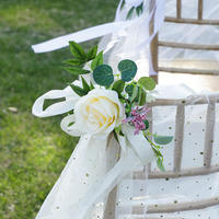 Décoration de chaise de mariage en soie avec fleurs artificielles pour cérémonie, fête, remise de diplôme et événements de Thanksgiving