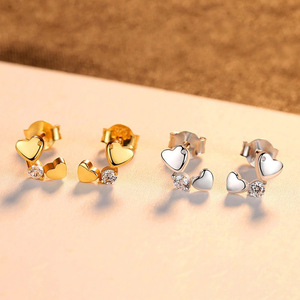 Orecchini a Perno con Design a Cuore per Donne, Zirconi Scintillanti, Gioielli alla Moda, Accessorio Carino e Minimalista per Uso Quotidiano - Product Image 4