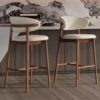 Tabouret de bar moderne en bois massif, chaise de comptoir nordique de luxe léger en acier inoxydable et lin, pieds hauts pour îlot de cuisine extérieur et bar à domicile