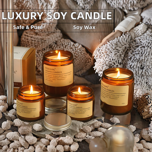 เทียนหอมอโรมาเธอราพีจากถั่วเหลืองสุดหรู ขายส่ง ทำมือ กลิ่นหอมตามสั่ง ชุดของขวัญกลิ่นมะลิ สำหรับคริสต์มาส พร้อมที่ใส่เทียนแก้ว - Product Image 2